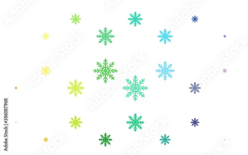 Light Multicolor, Rainbow vector template with ice snowflakes.