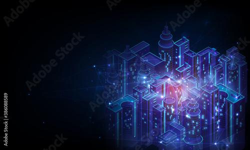 smart city and wireless communication network, 5G wireless network and smart city concept.