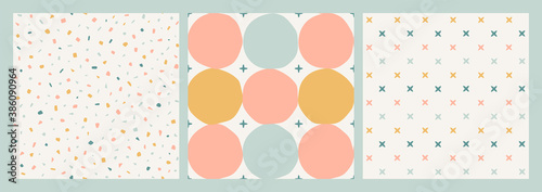 Abstract spots pastels boho pattern set 2