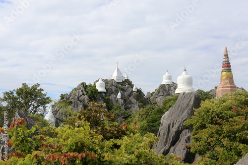 Ancient White Pagoda at Wat Chalermprakiat Temple in Lampang Province, Thailand.