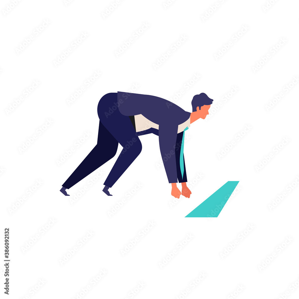 Businessman starting the race.  Active poses of business people.