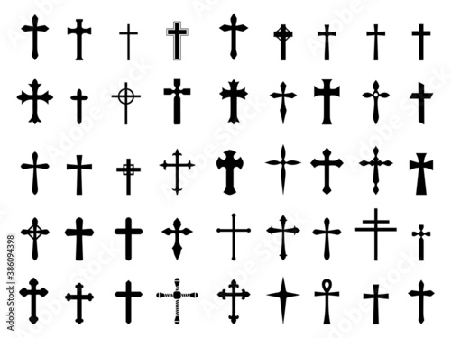Fotomurale Illustration vector simple Christian cross icon collection
