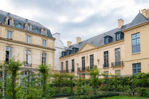 Paris, typical buildings in the Marais, in the center of the french capital