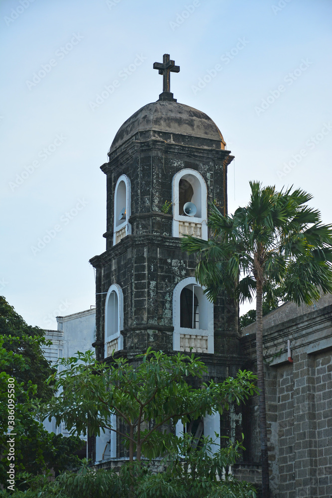 Our Lady of Light Parish church bell tower facade in Cainta, Rizal, Philippines