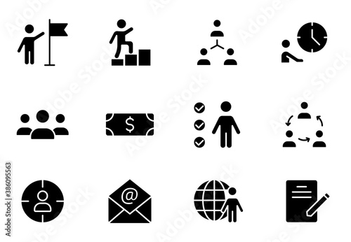 headhunting silhouette vector icons isolated on white. teamwork icon set for web, mobile apps, ui design and print