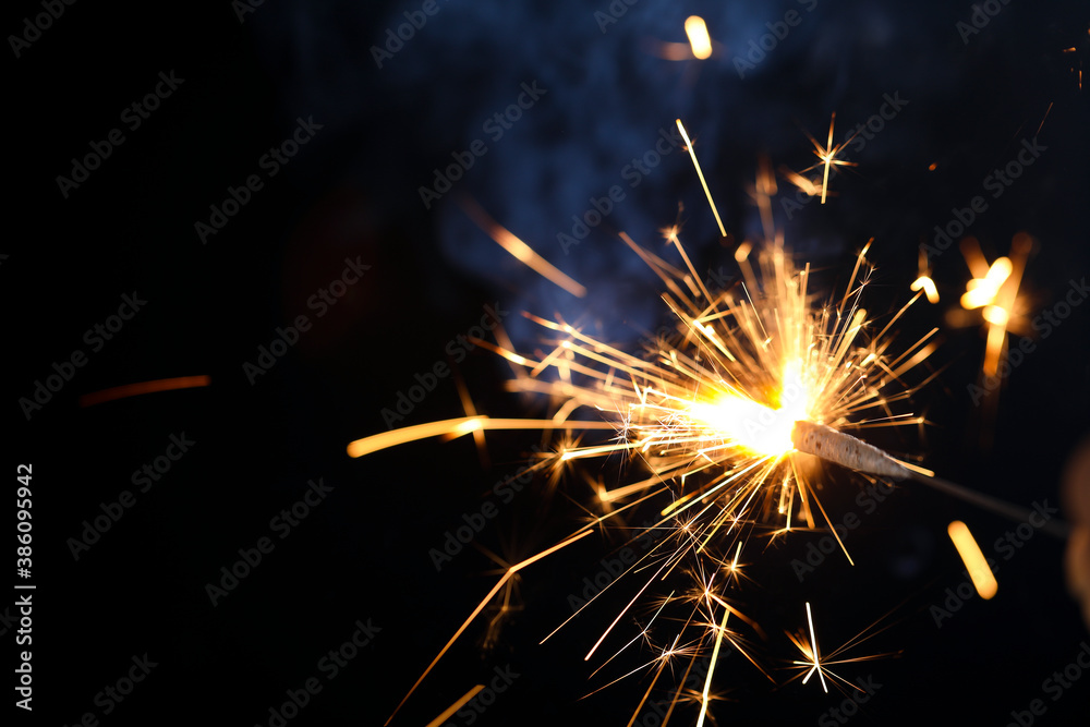 The burning sparklers diwali festival. Celebrating Diwali in india. - obrazy, fototapety, plakaty 