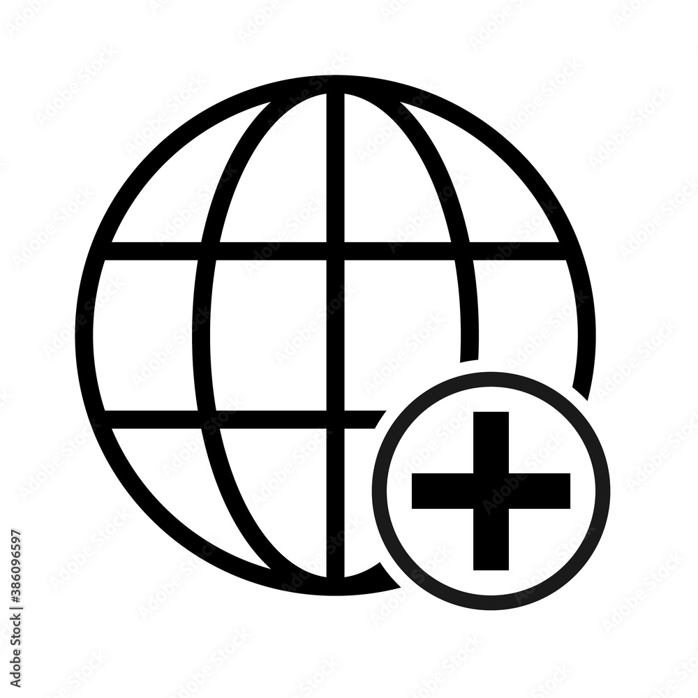 WWW world wide web site symbol, Internet map icon, website address globe, flat outline sign WWW world wide web site symbol, Internet map icon, website address globe, flat outline sign