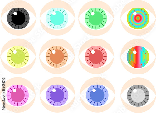 カラフル　アイ　イラスト12種類