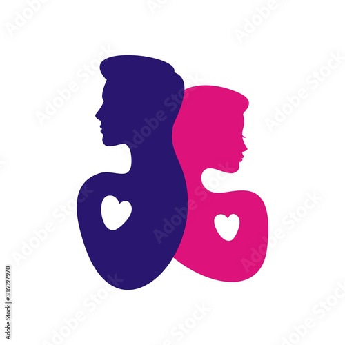 Silhouette of a girl and a guy