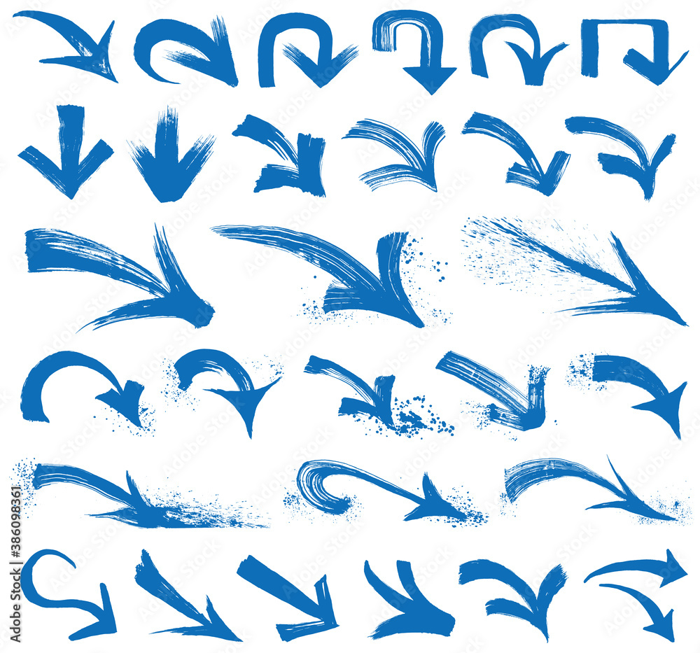 Naklejka premium 矢印 下降 ダウン 手書きの毛筆イラスト