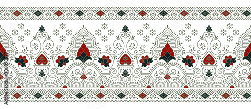 Seamless traditional Asian textile fabric border