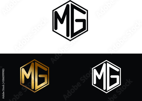 MG hexagon Shape minimalist logo Design