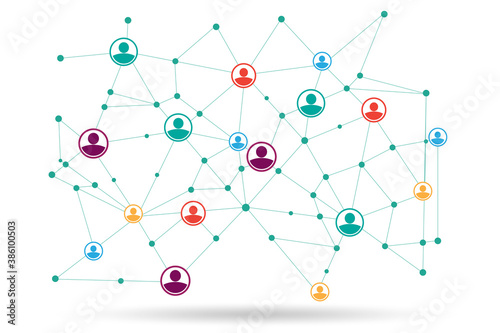 Social network concept with people connecting