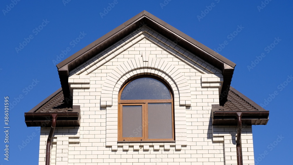 Details and elements of the facade of the building.
Russian architecture, background image for web design.