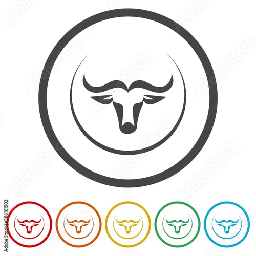 Bull Head ring icon, color set