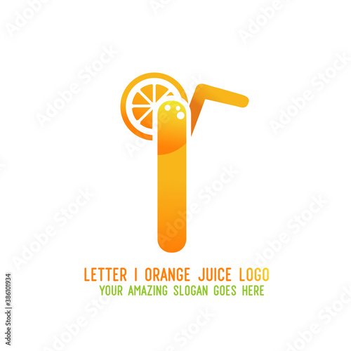 Letter I Orange Juice Logo Template Design Vector Illustration on White Background - Fresh Drink and Beverage Logo for Company - Cafe and Restaurant
