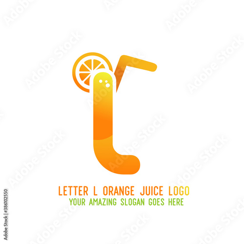 Letter L Orange Juice Logo Template Design Vector Illustration on White Background - Fresh Drink and Beverage Logo for Company - Cafe and Restaurant
