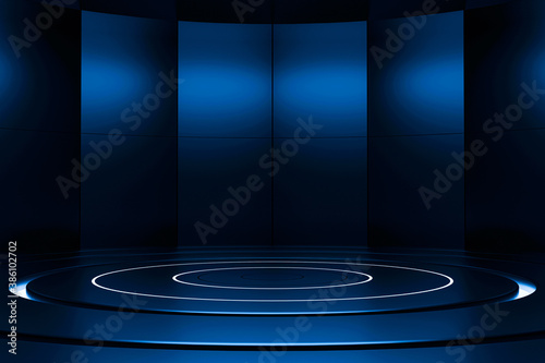 Modern background and empty stage. Future modern interior concept. showcase for product, 3d rendering
