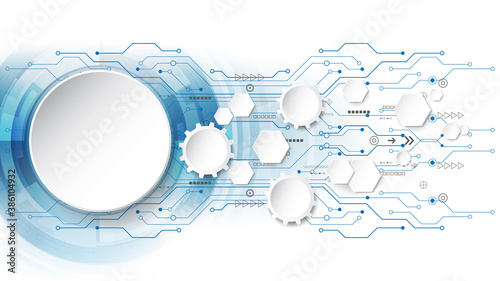 Abstract technological background concept with various technology elements. illustration Vector