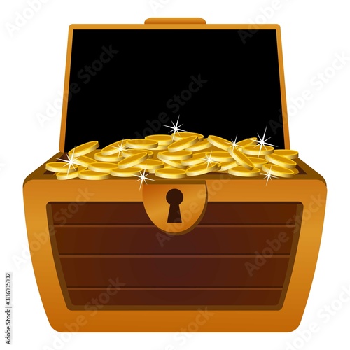 Gold dower chest icon. Cartoon of gold dower chest vector icon for web design isolated on white background