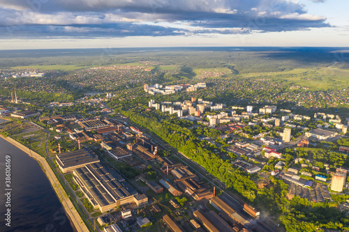Aerial view  drone photography  panorama of Perm  Ural region of Russia.