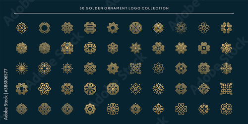 50 golden ornament logo collection Premium Vector