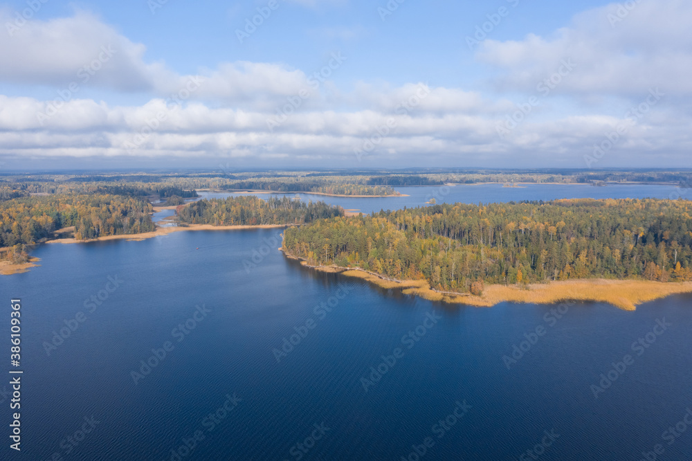 Island in Lake Vuoksa, Scandinavian northern nature, Russian attractions