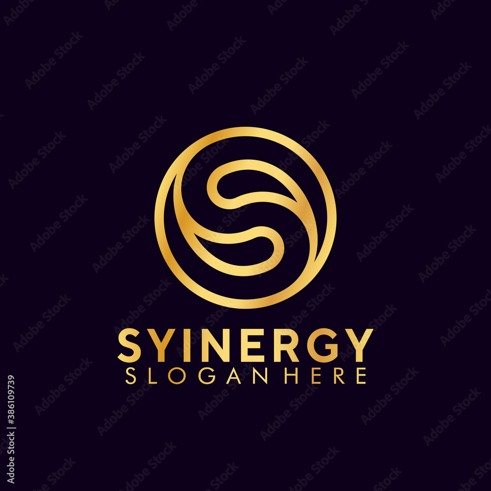 Golden Letter S, Yin Yang, Monogram Logo Design Symbol Vector Illustration Golden Letter S, Yin Yang, Monogram Logo Design Symbol Vector Illustration