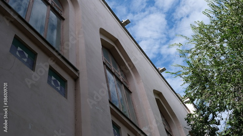  Details and elements of the facade of the building. Russian architecture  background image for web design.