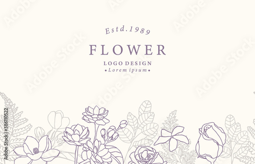 Collection of flower background set with jasmine,rose.Editable vector illustration for website, invitation,postcard and sticker
