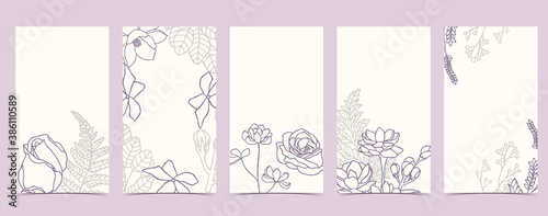 boho background for social media with rose,jasmine,flower on white background
