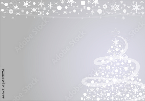 雪の結晶のクリスマスツリー　イラスト
