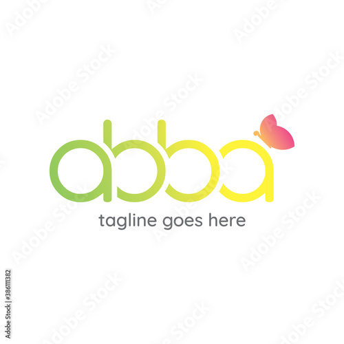 Logo design about with abba text with butterfly icon