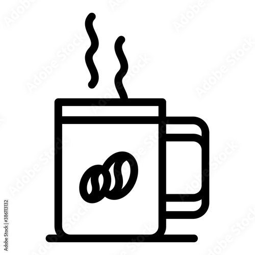 Hot coffee mug icon. Outline hot coffee mug vector icon for web design isolated on white background