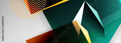 Low poly 3d geometric shapes, minimal abstract background. Vector illustrations for covers, banners, flyers and posters and other