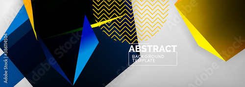 Low poly 3d geometric shapes, minimal abstract background. Vector illustrations for covers, banners, flyers and posters and other