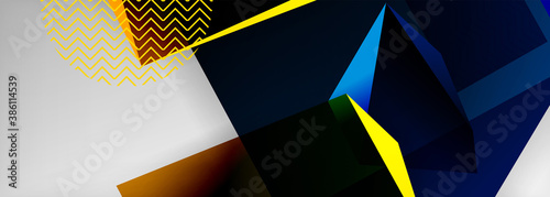 Low poly 3d geometric shapes, minimal abstract background. Vector illustrations for covers, banners, flyers and posters and other