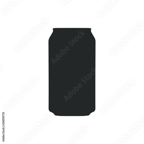 Soda/beer aluminium can icon shape. Drink packing container logo, sign, silhouette. Vector illustration image. Isolated on white background.
