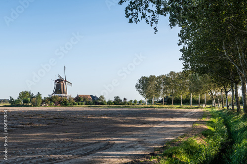 windmill in dutch landscape