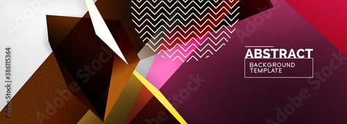 Low poly 3d geometric shapes, minimal abstract background. Vector illustrations for covers, banners, flyers and posters and other