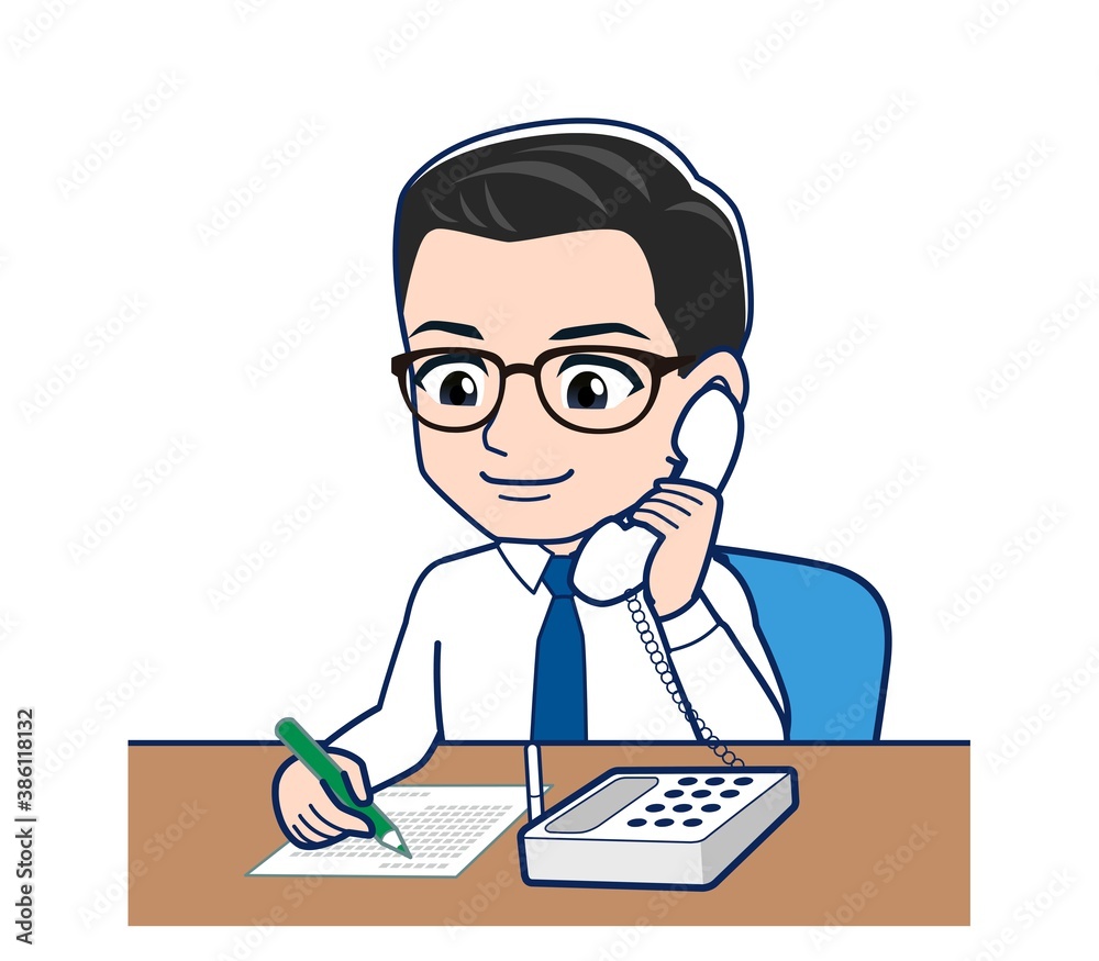 Young employee in a white shirt Young employee in a white shirt