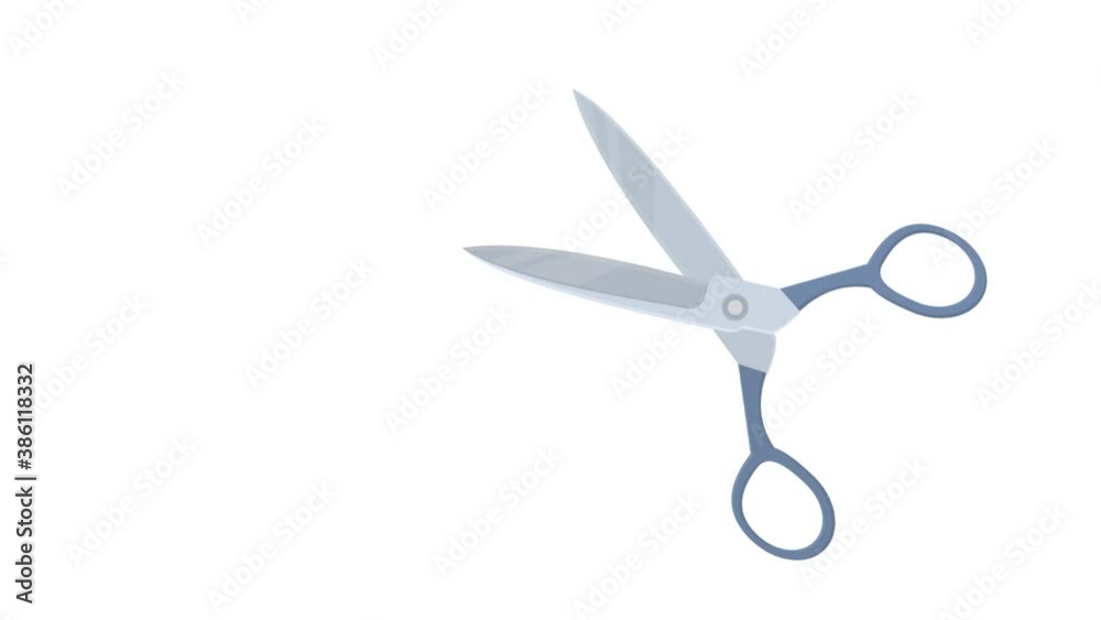 Animation of scissors cutting red tape, alpha channel enabled. Cartoon Animation of scissors cutting red tape, alpha channel enabled. Cartoon