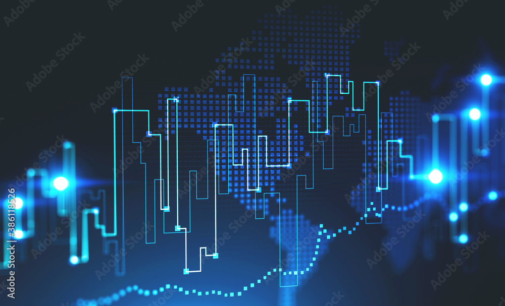 World map and graph background