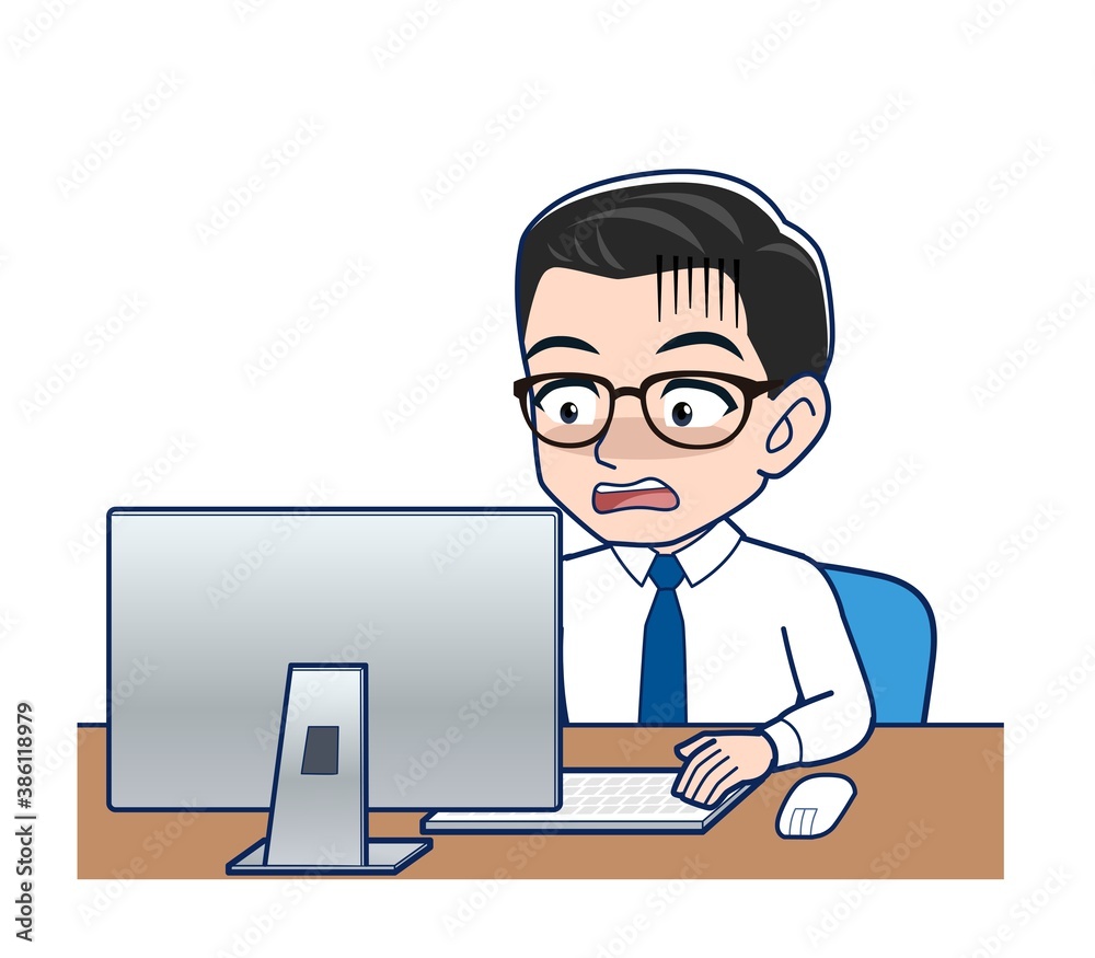 Young employee in a white shirt Young employee in a white shirt