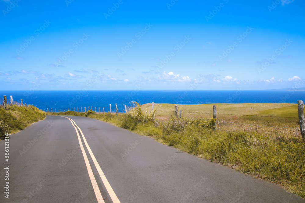 Beautiful country seaside road, West Maui coastline, Hawaii