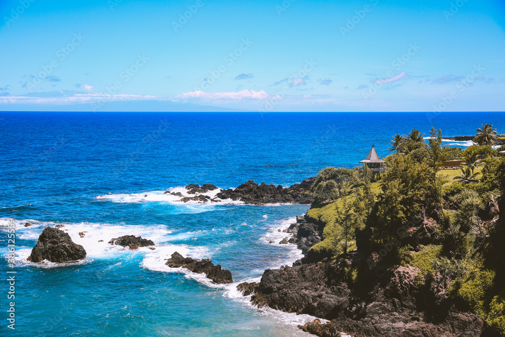 View of Hana Hwy, East Maui coast, Hawaii