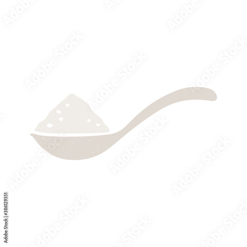Cute sugar spoon of sugar or salt  isolated on white background. Cozy pictogram original design. Vector shabby hand drawn illustration