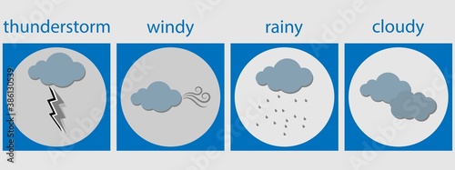 Bad weather signs and symbols, conceptual vector