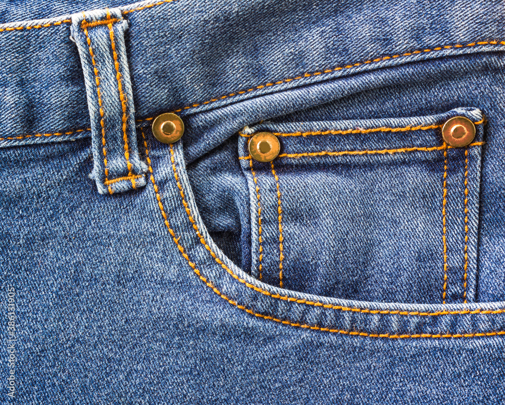 Blue jeans fabric. Empty denim background