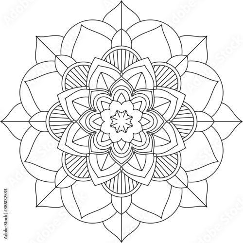 Easy Mandala coloring book simple and basic for beginners  seniors and children. Set of Mehndi flower pattern for Henna drawing and tattoo. Decoration in ethnic oriental  Indian style.